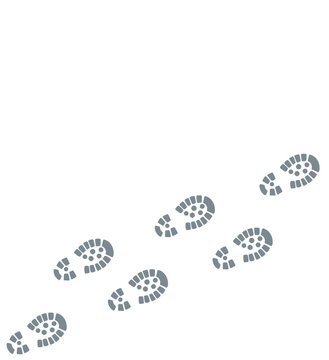 Illustration of hiking boot footprints on a snowy path 