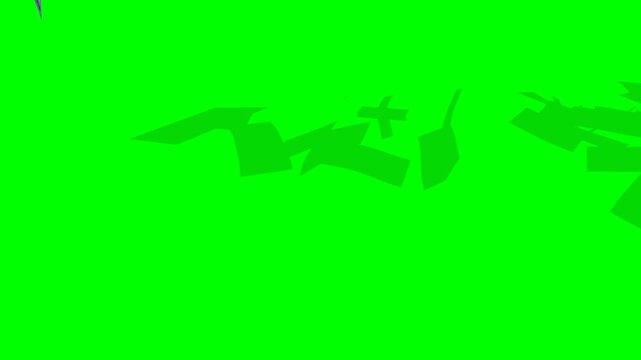 A 3D greenscreen animation of a stylized Taiwan New Taiwan Dollar money stack completely breaking apart into flying banknotes. The TWD notes rise through the air before falling like money rain, collid