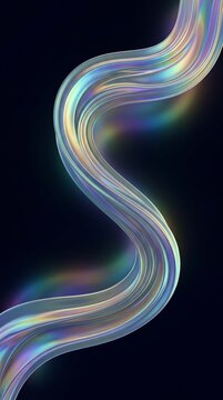 Elegant Flowing Iridescent Light Ribbon on a Dark Background