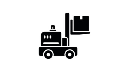 Fototapeta premium Autonomous Forklift Robot Icon for Smart Warehouse Logistics, Automated Guided Vehicle Carrying Cargo in Industrial Storage System