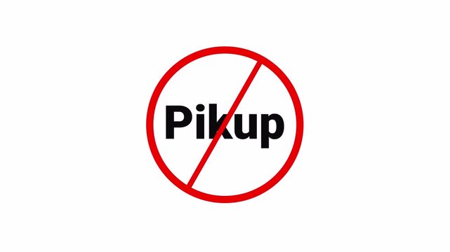 Red Pickup Prohibition Symbol Sign Animation Isolated on Transparent Background, stop or no pickup forbidden red circle animation, Warning, prohibited or ban icon animation. Pickup Ban Symbol 4k