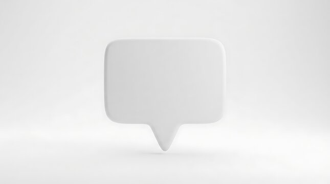 Three dimensional white speech bubble icon isolated on white background