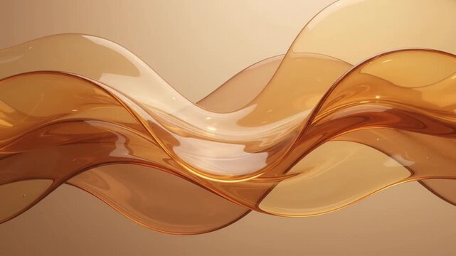 Golden liquid waves flowing in continuous smooth motion abstract digital animation background for creative commercial design projects and visual effects