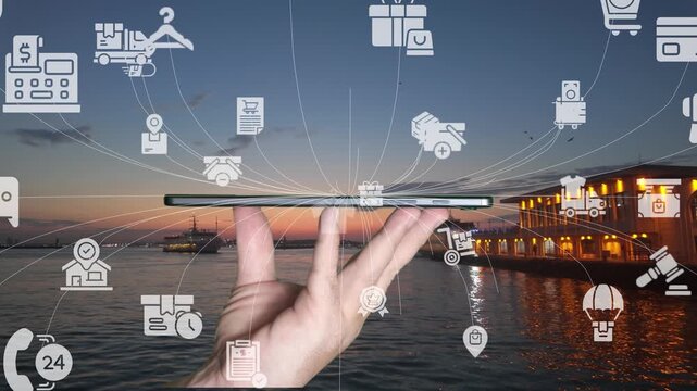 Omni channel technology of online retail business method. Multichannel marketing on social media network platform offer service of internet payment channel, online retail shopping and omni digital app