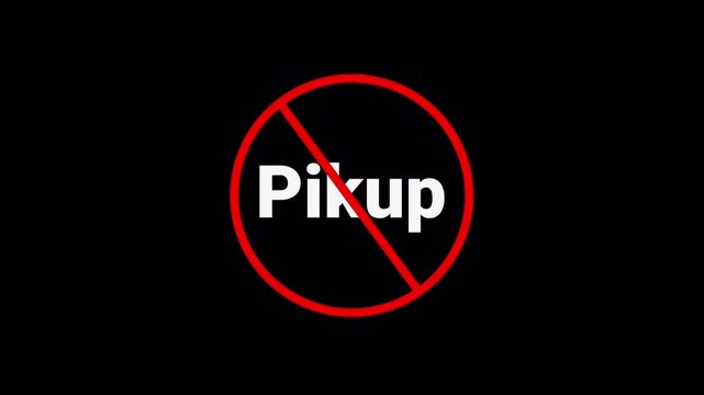 Red Pickup Prohibition Symbol Sign Animation Isolated on Transparent Background, stop or no pickup forbidden red circle animation, Warning, prohibited or ban icon animation. Pickup Prohibition Symbol 
