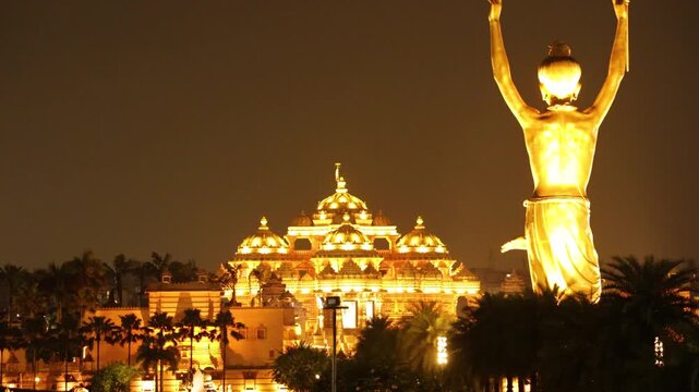 Akshardham Temple, Delhi, India &ndash; Akshardham Temple in Delhi, India, is a magnificent Hindu temple known for its stunning architecture, intricate carvings, gardens, and spiritual atmosphere.