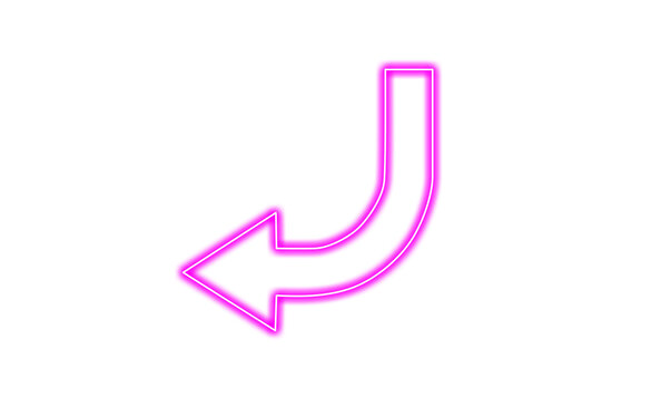Neon pink arrow pointing left isolated on transparent background