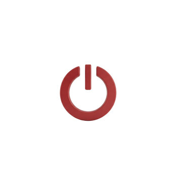 Red power button symbol icon isolated on transparent