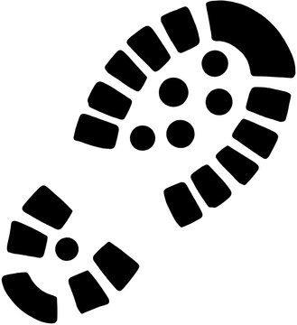 Hiking boot footprint black icon 