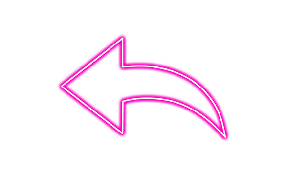Neon pink curved arrow icon isolated on transparent background