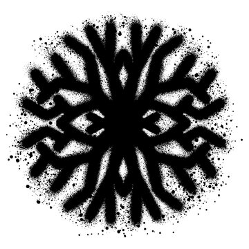 Snowflakes icon graffiti with black spray paint. vector illustration.