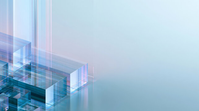 Blue transparent geometric cube technology background