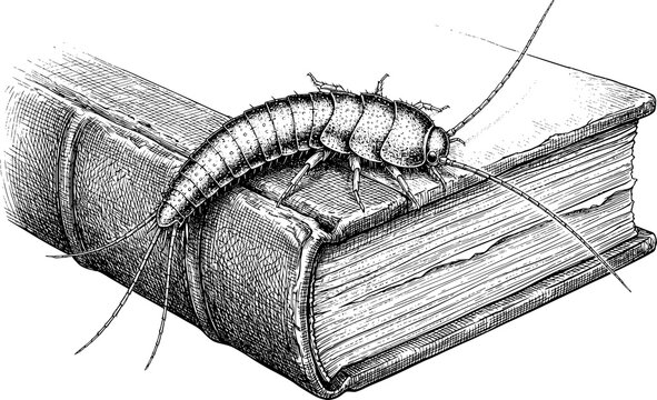 Silverfish Insect Vintage Black and White Scientific Illustration