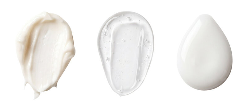 Cosmetic cream and gel textures isolated on transparent background