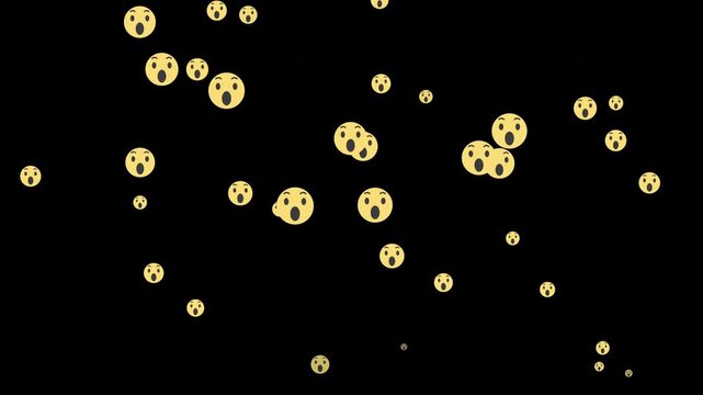 Facebook style reaction icons animation, thumbs up, heart, wow and care emojis rising and disappearing on green screen, ideal chroma key footage for live streaming platforms, 4K resolution