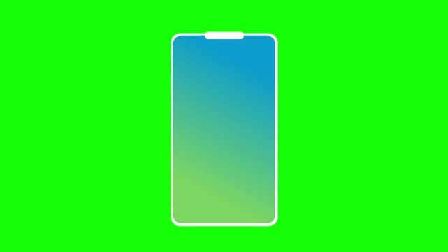 A sleek smartphone mockup with a gradient screen display set against a bright green solid background.
