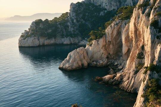 Elegante mediterrane K&uuml;stenlandschaft aus erh&ouml;hter Perspektive