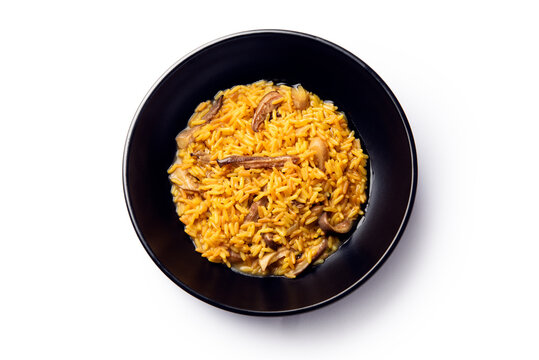 Risotto con zafferano e funghi, Cibo Italiano 