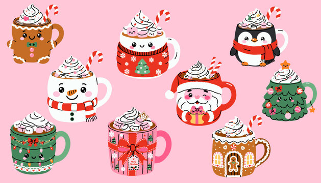 Cute Christmas Mug Collection with Festive Holiday Characters