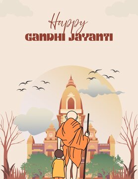 Gandhi Jayanti Portrait Greeting Poster