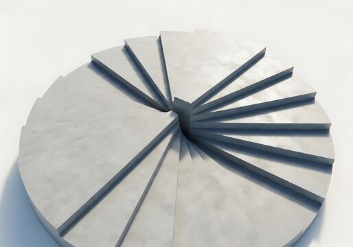 3d pie chart diagram with multiple segments and thin dark dividers representing data analysis