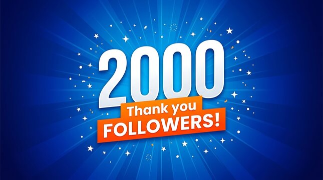 2000 followers celebration banner with blue background