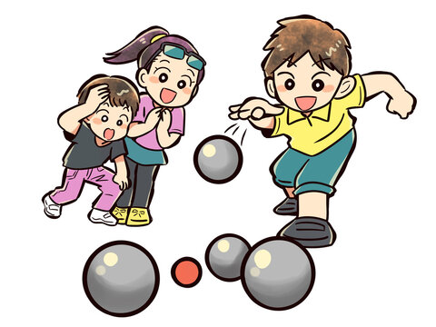 ペタンクをする子供達