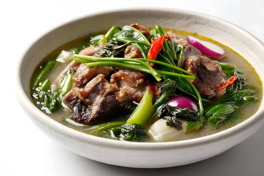 Delicious Sinigang na Baboy with Fresh Vegetables in a Bowl