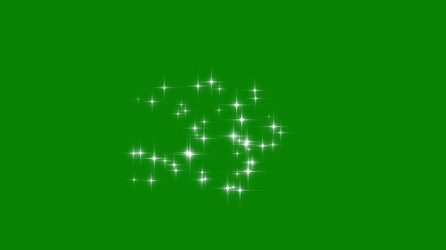 Luxury white glitter sparkles line trail twinkle glitter white cartoon doodle animation, fairy dust wand glitter stars trail transition particle line move light effect on green screen background. 4K