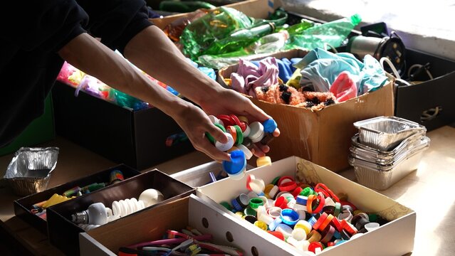 Plastic bottle caps HDPE or PP. Recycling Center