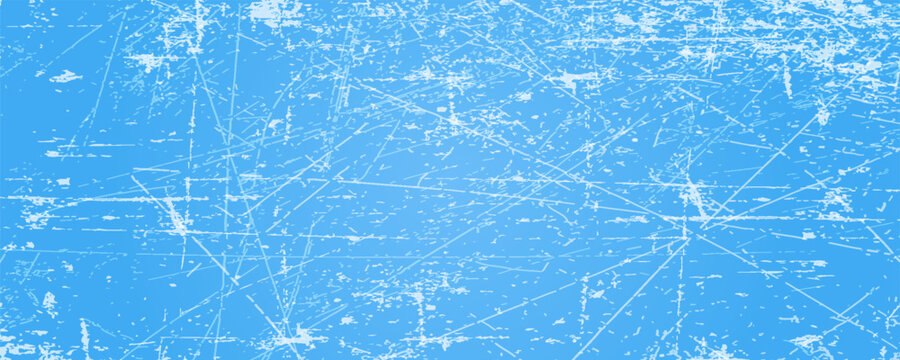 Blue scratched ice background with a winter hockey aesthetic and textured frozen surface. Versatile vector design for sports banners, posters, promotional graphics and seasonal campaigns.