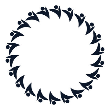Circle of Abstract Figures Representing Unity and Connection in Design