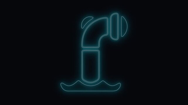 Periscope icon shines with a bright cyan neon glow against a dark background, casting a soft luminescence across the smooth digital surface.