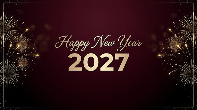 Happy new year 2027 celebration with colorful fireworks and pixel art background , happy new year, happy new year 2027, 2027, new year 2027, new year