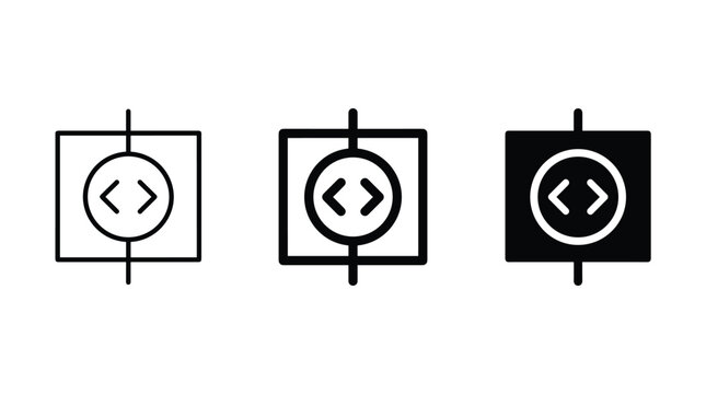 Full screen code icons line black vector for programming, development, and website interface.