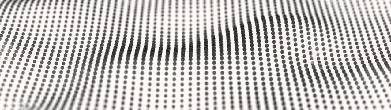 Data visualization and digital network concept abstract background with moving black dots on white surface motion pattern for technology.