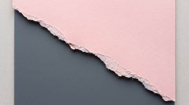 Torn pastel pink paper edge revealing a smooth dark grey background for copy space