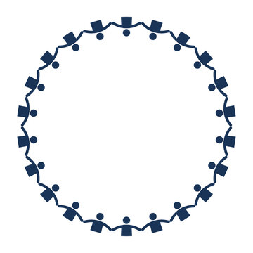 Unity and Harmony Symbol with People Holding Hands in a Circle Design