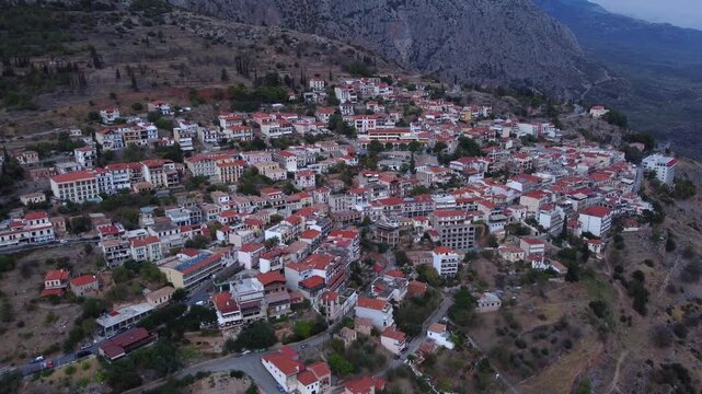 Delphi Greece Town. Panoramic view