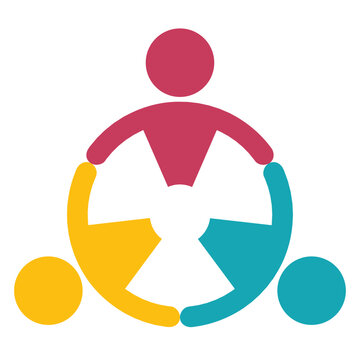 Colorful abstract representation of unity and teamwork among diverse people