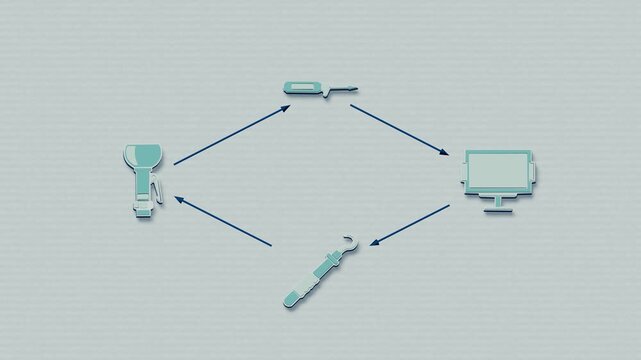 Periodontal maintenance uses probing, imaging, debridement and polishing to monitor gum health and schedule recall. Flat 3D style with smooth matte surfaces.