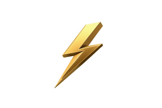 Gold lightning bolt symbol in a detailed airy studio cutout