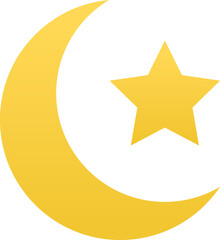 Yellow crescent moon and star vector icon for night and Halloween design. © Kim Yu Rim