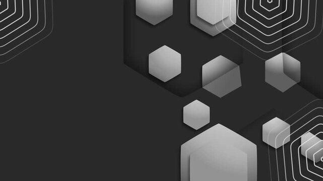 Abstract geometric background with floating hexagon shapes burgundy backdrop animation