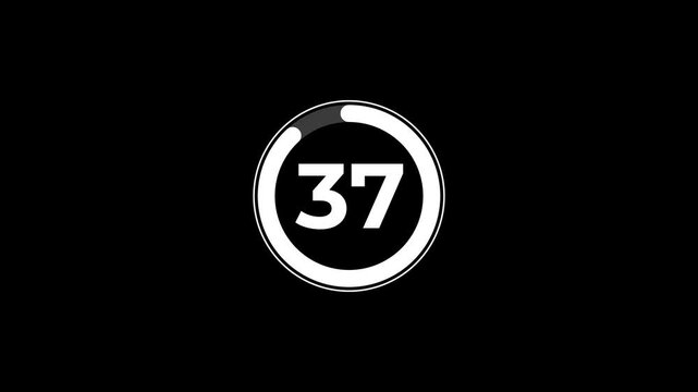 42 second countdown timer animation on black background.Progress bars circle with countdown animation.ideal for fitness videos, cooking tutorials, gaming transitions, and productivity segments.