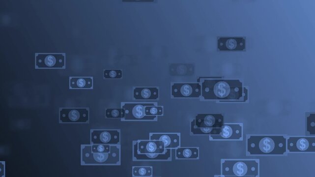 Abstract background with floating dollar bills money finance wealth and digital payment concept animation