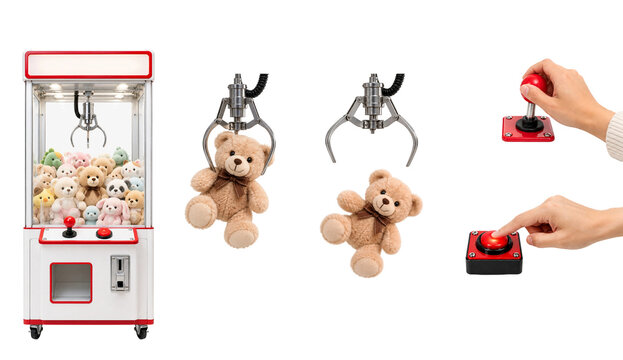 Claw Machine Teddy Bear Arcade Game Elements Collection