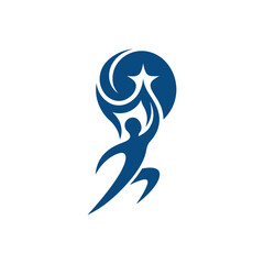 Fototapeta premium Abstract logo design of a person reaching for a star with reaching