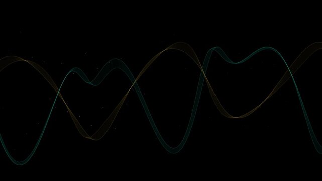 A professional high-quality procedural motion graphic footage of a swirling chrono-silk harmonic waves visual. Featuring glowing paths of #ff0055 solid theme on high contrast dark backdrop. 