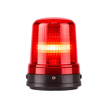 Red emergency siren isolated on transparent background, red alert warning beacon light for alarm, alert, security and emergency signal concepts